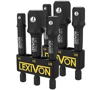 LEXIVON Adaptateur Douille Visseuse 6 Pièces (7,5 cm) Porte Embout Visseuse a Choc, Adaptateur 1/4" 3/8" 1/2" (6,3 mm, 9,5 mm, 12,7 mm) Douille a Choc Pour Tournevis ou Perceuse-Visseuse (LX-101x2)