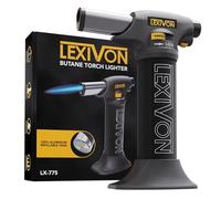 LEXIVON Chalumeau de Cuisine au Butane, Rechargeable | Allumage Automatique avec Verrou de Sécurité et Flamme Réglable | Réservoir en Aluminium de Qualité Professionnelle (LX-775)