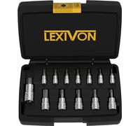 LEXIVON set de douilles mâles Torx en acier S2 premium | Set 13 pièces à embout étoilé T8 à T60 | Coffret de rangement inclus (LX-143)