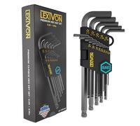 LEXIVON Jeu de 13 clés Allen, clés hexagonales SAE de qualité supérieure, design à extrémité sphérique, bras long en forme de L, alliage d'acier S2 de qualité industrielle (LX-130H-IN)