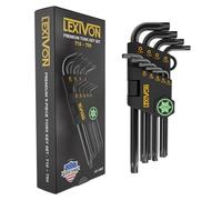 LEXIVON Jeu de 9 clés Torx en forme d'étoile de qualité supérieure, design à bras long en forme de L, tailles T10 à T50, alliage d'acier S2 de qualité industrielle (LX-130T)