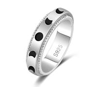 LEXLUNE Bague tournante en argent sterling pour soulager l'anxiété - Argent S925, sans nickel, garantie 30 jours, taille 7 ou 8, unisexe, sans pierres précieuses, Argent S925, Pas de pierre précieuse