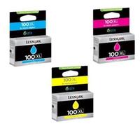Lexmark Cartridge No. 100XL - Pack de 3 - à rendement élevé - jaune, cyan, magenta - original - cartouche d'encre LRP - pour Lexmark Prevail Pro704, Value Ink Prevail Pro709, Value Ink Prospect...