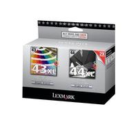 Lexmark Combo Pack #43XL + #44XL - Pack de 2 - noir, couleur (cyan, magenta, jaune) - original - blister avec alarme acoustique / électromagnétique - cartouche d'encre - pour Lexmark X4850...