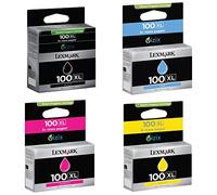 Lexmark Lot de 100XL de cartouches d'encre authentiques noir, cyan, magenta, jaune