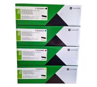 Lexmark Lot de toners d'origine C3220, C3220K0, C3220C0, C3220M0, C3220Y0, noir, cyan, magenta, jaune, compatibles avec : MC3244, C3224DW, MC3326, MC3426