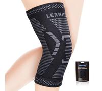 Lexniush Genouillère Sport pour Homme et Femme, Genouillère de Compression Pour Ligamentaire, Arthrose, Déchirures du Ménisque, ACL/MCL, Soulagement Douleur Genou, Course, Attelle Genou Noir Gris 3XL