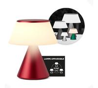 Lexon Lampe de bureau LED LUMA M, lampe de table sans fil tactile avec variateur d'intensité et synchronisation multi lampes, 9 couleurs de lumière pour bureau, chambre et chevet - Rouge Sombre