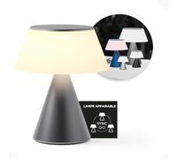 Lexon Lampe de chevet LED LUMA L, Grande lampe de table sans fil tactile avec variateur d'intensité et synchronisation multi lampes, 9 couleurs de lumière rechargeable - Gris métal