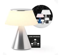 Lexon Lampe de chevet LED LUMA L, Grande lampe de table sans fil tactile avec variateur d'intensité et synchronisation multi lampes, 9 couleurs de lumière rechargeable - Alu