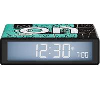 Lexon LR150BSQ-B Réveil radio Flip+ Jean-Michel Basquiat noir/turquoise