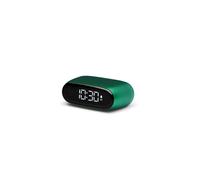 Lexon MINUT Mini Réveil Compact avec écran VA LCD Pure Black, Commande Tactile, Fonction Snooze et rétroéclairage, Batterie Rechargeable, Finition Aluminium - Vert Sombre