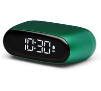 Lexon MINUT Mini Réveil Compact avec écran VA LCD Pure Black, Commande Tactile, Fonction Snooze et rétroéclairage, Batterie Rechargeable, Finition Aluminium - Vert Sombre