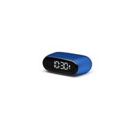 Lexon MINUT Mini Réveil Compact avec écran VA LCD Pure Black, Commande Tactile, Fonction Snooze et rétroéclairage, Batterie Rechargeable, Finition Aluminium - Bleu