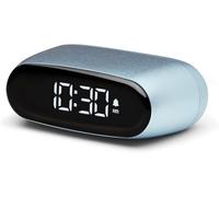 Lexon MINUT Mini Réveil Compact avec écran VA LCD Pure Black, Commande Tactile, Fonction Snooze et rétroéclairage, Batterie Rechargeable, Finition Aluminium - Bleu Clair