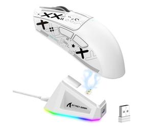 LexonElec Attack Shark X11 Souris de Jeu sans Fil avec Station de Chargement Magnétique RVB, PixArt PAW3311, Souris de Jeu Tri-Mode Ultralégère 59 g avec Bande, Filaire/2,4 G/BT, 22K DPI-Black&Tape