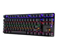 LexonElec Clavier de Jeu mécanique Compact 87 Touches Clavier Complet Anti-fantômes pour Ordinateur mécanique 24 Modes Commutateur Arc-en-Ciel rétroéclairé USB câblé Bleu équivalent pour PC