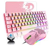 LexonElec Clavier de jeu mécanique portable 60 % - Mini clavier filaire 62 touches - Rétroéclairage LED bleu - Pour ordinateur portable Windows Mac - Facile à transporter