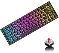 LexonElec Disposition Britannique 60% Clavier de Jeu rétroéclairé RVB avec Interrupteur Rouge, Clavier mécanique 67 Touches USB C Souris 12000 DPI pour PC Mac Gamer