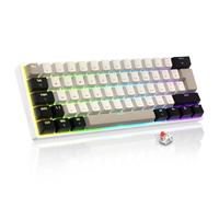 LexonElec Magic Refiner Clavier Mécanique Gaming 60% Disposition UK - Rétroéclairage RGB, Mini 61 Touches, Câble Détachable & Support Réglable, Touches PBT, Hot-Swap, Câblé (Blanc étoilé)