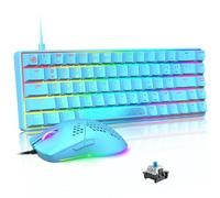 LexonElec MK14 65% Mini Clavier Souris Gamer Bleu Mécanique Switch 12000DPI LED Illuminer Legere Souris Bleu RGB Retro Eclairé Petit Clavier Gaming PC Mac Tablet Computer Laptpo Tapis De Souris