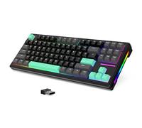 LexonElec x Attack Shark M87 75% Clavier Jeu sans Fil, Triple Mode BT5.0/2,4G/Filaire, 27 RVB Backlit, Clavier Mécanique Hot-Swap Switch Linear, QWERTY, 4600 mAh, 87 Touches PBT Keycap - Noir/Vert