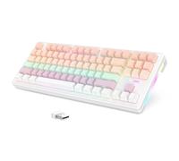LexonElec x Attack Shark M87 Clavier de Jeu sans Fil à 75%, BT5.0/2,4G/Filaire, 27 RGB Backlit, Clavier Mécanique Hot-Swap Switch Linéaire, QWERTY Touches Dégradé PBT à Impression Latérale - Rose