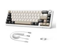 LexonElec x Attack Shark X66 60% Clavier Mécanique sans Fil, Hot-Swap | Bouton de Volume, Switch Linéaire, 2.4G/USB-C/BT5.0, QWERTY PBT Keycap, Mini Clavier de Jeu 66 Touches RGB -Blanc