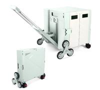 LexonElec x SELORSS Chariot de Courses Pliable avec Roues Escalier, Poignée Télescopique Aluminium Réglable et Couvercle, Boîte Utilitaire Pliable, Chariot Portable, 90KG/76L - Vert Blanc