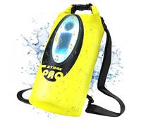 LexonElec x ZTARX Sac étanche étanche, Sac étanche Roll Top de 20 litres avec Charge Solaire et Haut-Parleur Bluetooth et lumière LED, Sac à Dos Flottant, Kayak, Escalade, Camping, Mer - Jaune Fluo