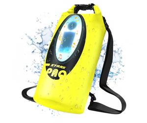 LexonElec x ZTARX Sac étanche étanche, Sac étanche Roll Top de 20 litres avec Charge Solaire et Haut-Parleur Bluetooth et lumière LED, Sac à Dos Flottant, Kayak, Escalade, Camping, Mer - Jaune Fluo
