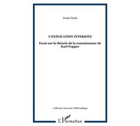Daniel Pimbe – L'explication interdite – Sur la théorie de la connaissance de Karl Popper – Broché
