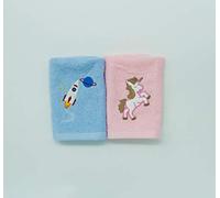 Lex's Linens Lot de 2 gants de toilette pour enfants (1 de chaque) (licorne et fusée)