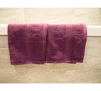 Lex's Linens Lot de 2 serviettes 100% coton peigné Aubergine 30x30 cm