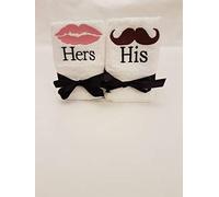Lex's Linens Lot de 2 serviettes d’invités brodées avec inscription « His » et « Hers »
