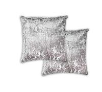 Lex's Linens Lot de 4 housses de coussin en velours écrasé argenté.