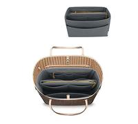 LEXSION Organisateur de sac en feutre avec insert zippé pour sac de transport Speedy Neverfull PM MM Gris clair Medium