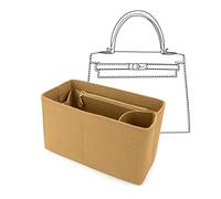 LEXSION Organiseur de sac à main en feutre avec fermeture éclair pour Kelly 28, organiseur de sac avec porte-bouteille amovible 8032 marron clair, taille M