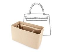 LEXSION Organiseur de sac à main en feutre avec fermeture éclair pour Kelly 35, organiseur de sac avec porte-bouteille amovible, 8032 beige, taille XL