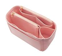 LEXSION Organiseur de sac à main en feutre avec fermeture éclair pour pochette et porte-bouteille 8023 - Rose - Taille L