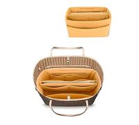 LEXSION Organiseur de sac à main en feutre avec fermeture éclair pour sac fourre-tout Speedy Neverful MM GM 8037 - Jaune clair - Taille M
