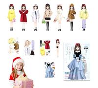 Lexsyn Livre D'habillage Autocollant pour Filles,Kits De Robes De Poupées Magnétiques Princesses - Jeu Éducatif D'imitation Et d'apprentissage | Activité Festive pour Anniversaire Halloween Noël