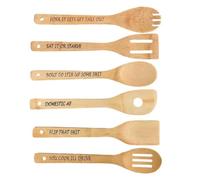 LexTex Funny Wooden Spoon Set,Wooden Cooking Spoons,Personalized Wooden Spoons for Cooking Gifts,Bamboo Wooden Spoons Kitchen Utensils,6Pcs Bamboo Wooden Spoons for Adults (Color : B)