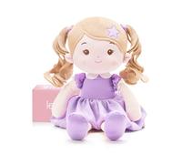 LeyaDoll Peluche 40cm,Jouet bébé 1-3 Ans,Doudou Doux à câliner et mordiller,Poupée sécurisée dès la Naissance,Cadeau de Naissance pour Fille - Princess Starlet-Purple