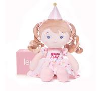 LeyaDoll Poupée Bébé Douce 40 cm, Cadeau Noël Fille 2 Ans | Rosa Geschenkbox inklusive, kuscheliger Begleiter für Babys, gesticktes Gesicht, extra weich und maschinenwaschbar.