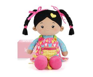 LeyaDoll Poupée de chiffon éducative (41 cm), Poupée sensorielle d'apprentissage pour tout-petits, Jouets Montessori pour filles de 2 ans, Cadeau de Noël, anniversaire, Poupée en peluche avec