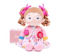 LeyaDoll Poupée Montessori 40 cm,Jouet Fille 2 Ans, Poupée Éducative | Apprendre à s'habiller avec boutons et fermeture éclair, lavable, visage brodé, coffret cadeau rose inclus.
