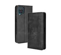 LEYAN Coque Folio Cuir Étui pour Samsung Galaxy A12 /M12, Antichoc Portefeuille Housse vec Fentes pour Cartes, PU/TPU Bumper Protection Case Cover tand Fonction (Noir)