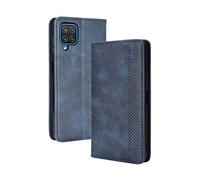 LEYAN Coque Folio Cuir Étui pour Samsung Galaxy A12 /M12, Antichoc Portefeuille Housse vec Fentes pour Cartes, PU/TPU Bumper Protection Case Cover tand Fonction (Bleu)