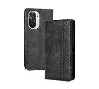 LEYAN Coque Folio Cuir Étui pour Xiaomi Poco F3 / Xiaomi Mi 11i 5G, Antichoc Portefeuille Housse vec Fentes pour Cartes, PU/TPU Bumper Protection Case Cover Fermeture Magnétique (Noir)